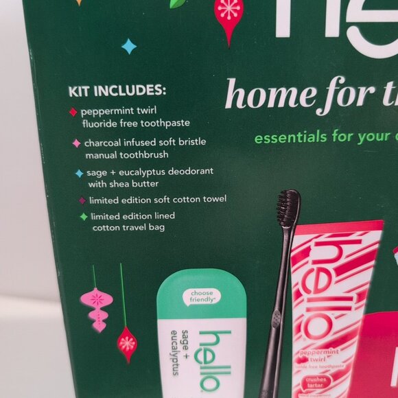 New Hello Deodorant Toothpaste Tooth Brush Towel Travel Bag Gift Set - Picture 2 of 7